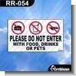 RR-054: Premade Sign - Please Do not Enter with Food, Drinks or Pets