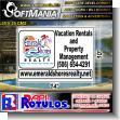 SMRR23091630: Acm 4mm Aluminum with Cut Vinil Lettering with Text Vacation Rentals and Property Management Advertising Sign for Real Estate brand Softmania Rotulos Dimensions 13.8x9.8 Inches