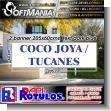 SMRR23051008: Cut Vinyl Banner with Metal Holes to Tie with Text Coco Joya, Tucanes Advertising Sign for Real Estate brand Softmania Advertising Dimensions 80.7x23.6 Inches