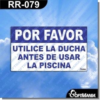 Lee el articulo completo Rotulo Prefabricado - POR FAVOR UTILICE LA DUCHA ANTES DE USAR LA PISCINA