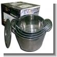 STAINLESS STEEL CYLINDRICAL POTS WITH LID SET OF 4 UNITS
