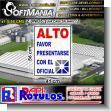 SMRR23113013: White Acrylic 3 Millimeters with Cut Vinyl Lettering with Text Stop, Please Report to the Officer Advertising Material for Wholesale Warehouse brand Softmania Advertising Dimensions 16.1x22 Inches