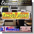 SMRR23100201: Rotulo Publicitario Banner Full Color con Ojetes de Metal para Amarrar con Texto Famous Pizza para Pizzeria marca Softmania Rotulos de Dimensiones 3.5x0.8 Metros