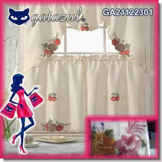 Read full article HAND EMBROIDERIED KITCHEN CURTAINS WITH ELEGANT COLORED APPLIQUE - 30 X 30 AND 60 X 36 INCHES