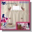 GA22071704: Hand Embroideried Kitchen Curtains with Elegant Colored Applique - 30 X 30 and 60 X 36 Inches