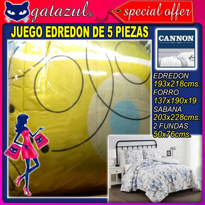 Read full article COMFORTER SET 5 PIECES WITH FITTED AND FLAT SHEETS, 2 PILLOWCASES SIZE 76X86 INCHES BRAND CANNON STYLE 02